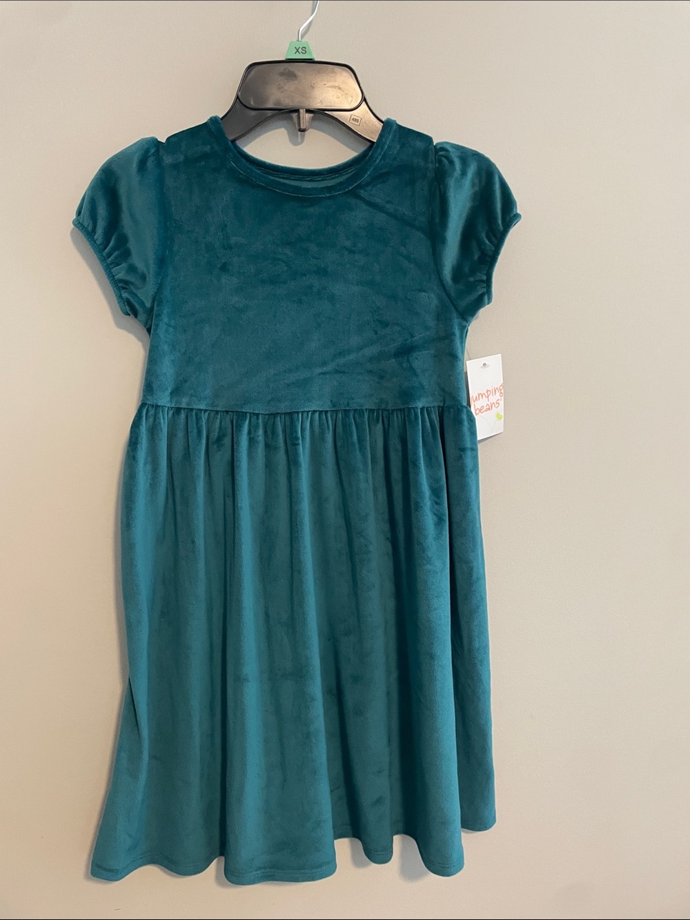 jumping beans Teal Velvet Knit Bodice Dress